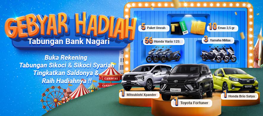 Program Gebyar Hadiah Tabungan Bank Nagari 2026 Segera Berakhir